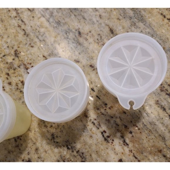 3 Tupperware Containers Midget Mini Yellow Sheer with Lids 101-17 21 25 Vintage - Picture 3 of 9